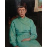 Follower of Dame Laura Knight, Portrait of a lady, oil on canvasboard,