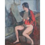 Gabriel Fournier (1893-1963), Seated semi nude, oil on canvas, signed, 39.5cm x 31.5cm.