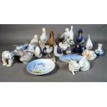 A group of Royal Copenhagen porcelain, mainly models of animals.