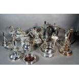 A quantity of mainly 20th century glass, including bottle coasters, tea pots, flatware and sundry.