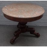 A 19th century French gueridon, the circular marble top on a mahogany base,