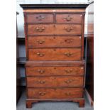 A George III satinwood and kingwood banded mahogany chest on chest with two short over six long