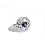 A diamond and iolite cluster ring,