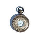 A gold cased, keyless wind, half hunting cased lady's fob watch,