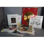 Entertainment interest, including; a quantity of records and ephemera including an Elvis gold disk,