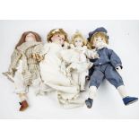 Four early 20th century Armand Marseille bisque head dolls,