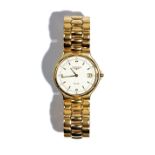 A Longines Quartz gilt metal fronted and steel backed gentleman's bracelet wristwatch,