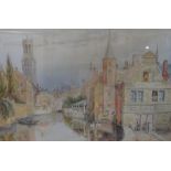 Sir Hubert Medleycott (1841-1920), Bruges, watercolour over pencil, signed and dated 1906,