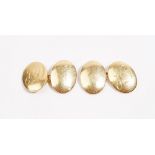 A pair of 18ct gold cufflinks, the backs and the fronts of dished oval form,