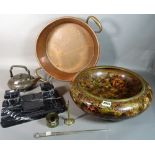 Metalware and collectables; including a modern cloisonne bowl, 39cm wide,