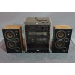 AKAI AM-2450, a modern hi-fi system, 56cm wide x 72cm high, a pair of WHARFEDALE E THIRTY speakers,