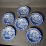 A set of six blue and white Spode bowls (6).