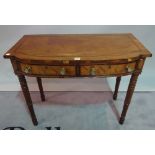 A William IV mahogany bowfront two drawer side table, on ring turned supports,
