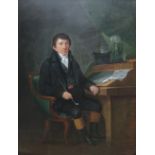 American School (19th century), Portrait of a gentleman, seated in an interior,