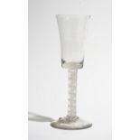 An opaque twist wine glass, circa 1765,