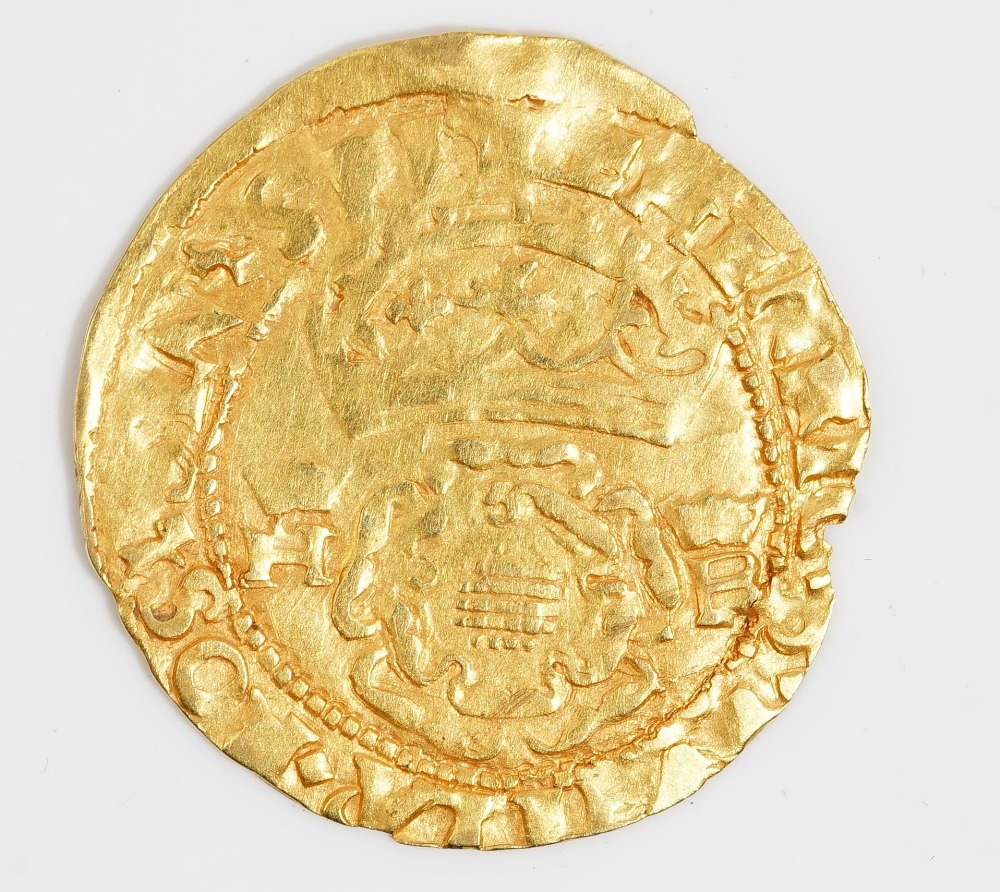 A Henry VIII or Edward VI coinage in the name of Henry VIII, gold crown, weight 2.9 gms.