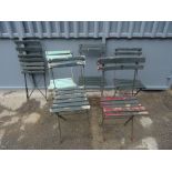 A set of six early 20th century metal and hardwood folding chairs, (6).