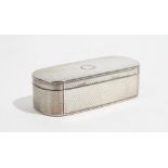 A Victorian silver curved rectangular hinge lidded snuff box, gilt within,