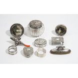 Silver and silver mounted wares, comprising; an oval hinge lidded box,