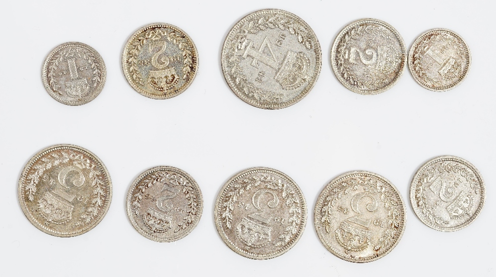 Ten Maundy coins, comprising; a fourpence 1941, three treepences 1935, 1943 and 1945, - Image 2 of 2