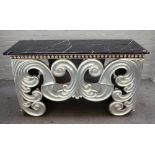 A modern console table,