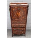 A reproduction Louis XV style rosewood floral marquetry gilt metal mounted secretaire a abattant,