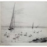 William Lionel Wyllie (British 1851-1931), Swan song, etching,