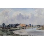 Claude Muncaster (British, 1903-1974), River Landscape, Wilts, watercolour, signed, 22.5cm x 35cm.
