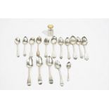 Sixteen silver teaspoons, mostly fiddle and Old English patterns,