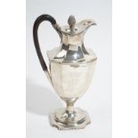 A George III silver hot water jug, of panelled Adam form,