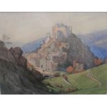 Lucy, Lady Hume Williams (British, 1862-1948), Italian Hillside town, watercolour, signed,