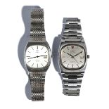 An Omega Electronic F300 HZ steel gentleman's bracelet wristwatch,