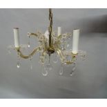 A Victorian style glass six branch hanging chandelier, 45cm wide x 41cm high,