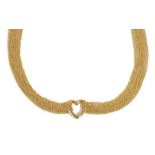 A Tiffany & Co 18ct gold, open heart necklace,