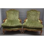 Duresta; a pair of Louis XV style armchairs,