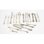 A group of European mostly 800 table flatware, comprising; a pair of tablespoons,