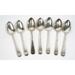 Five silver Old English pattern tablespoons,