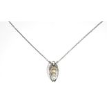 An 18ct white gold, cultured pearl and diamond-set pendant necklace,