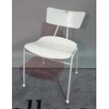 A mid-20th century metal and ply, white painted single dining chair.