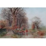 Henry Charles Fox (British, 1855-1929), The watering place, watercolour, signed and dated 1910, 37.