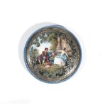 An Austrian silver gilt and enamelled powder compact of circular design,
