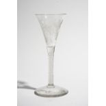 An opaque twist wine glass, circa 1765,