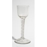 An opaque twist wine glass, circa 1765,