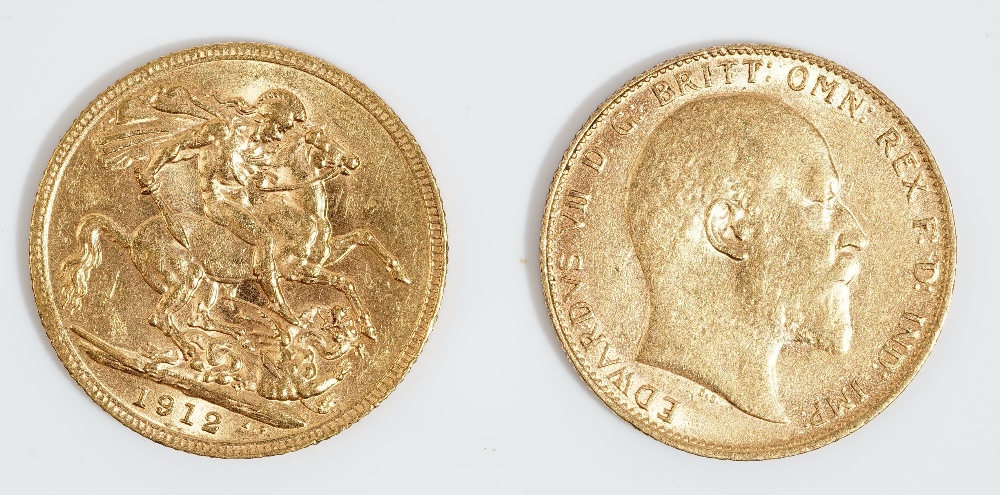 An Edward VII sovereign 1907 and a George V sovereign 1912, (2). - Image 2 of 2