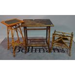 An early 20th century bamboo side table, 62cm wide x 69cm high, and another smaller,