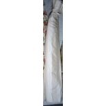 A pair of modern cream silk curtains, each 110cm wide x 210cm long,