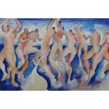 ** Helinden (20th century), Male torsos, gouache over pencil, indistinctly signed, 48cm x 72.5cm.