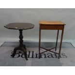 A late Victorian mahogany tripod table, with later octagonal top, 53cm wide x 71cm high,