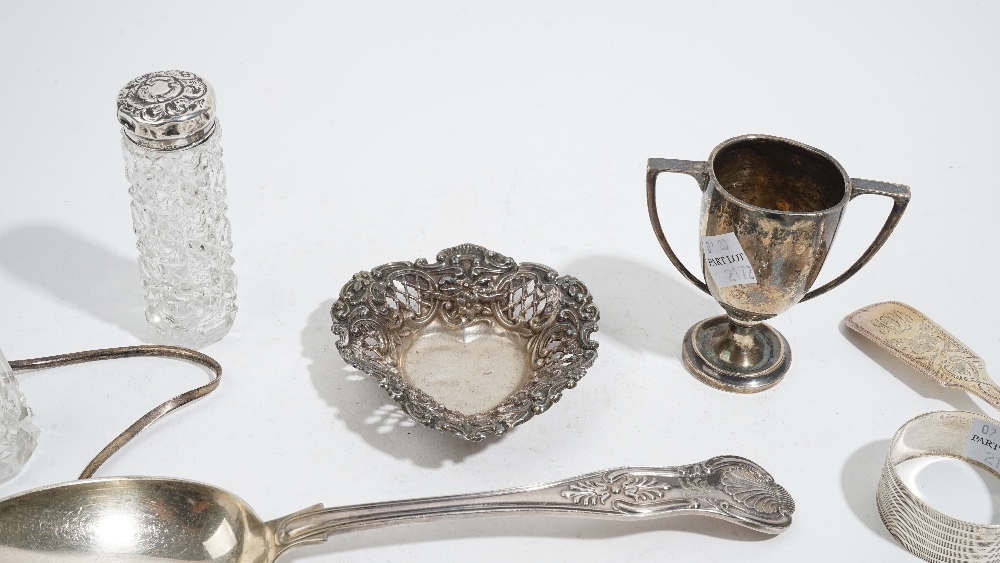 Silver and silver mounted wares, comprising; a bonbon dish, a twin handled trophy cup, - Image 2 of 2