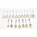 Silver flatware, comprising; six Old English and shell pattern teaspoons, London 1899,
